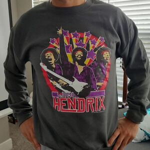 Jimi Hendrix Crewneck sweatshirt graphic band tee charcoal gray vintage retro